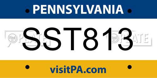 SST813 Pennsylvania License Plate