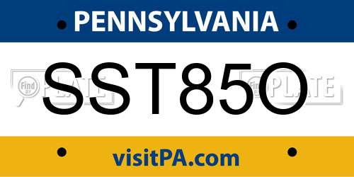 SST85O Pennsylvania License Plate