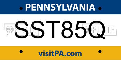 SST85Q Pennsylvania License Plate