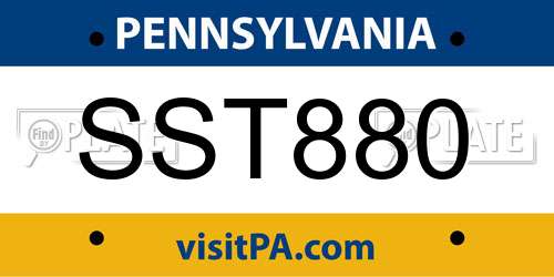 SST880 Pennsylvania License Plate