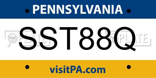 SST88Q Pennsylvania License Plate