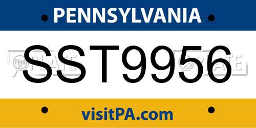 SST9956 Pennsylvania License Plate