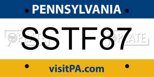 SSTF87 Pennsylvania License Plate