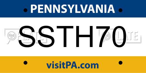 SSTH70 Pennsylvania License Plate