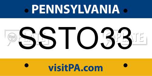 SSTO33 Pennsylvania License Plate