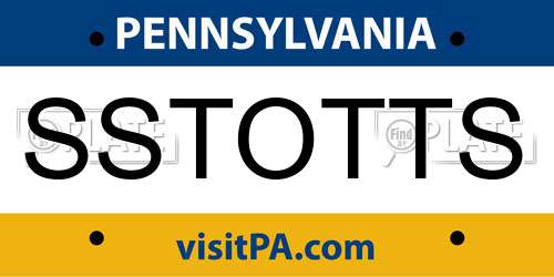 SSTOTTS Pennsylvania License Plate