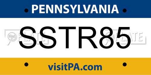 SSTR85 Pennsylvania License Plate