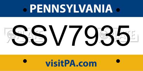 SSV7935 Pennsylvania License Plate