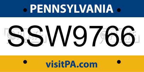 SSW9766 Pennsylvania License Plate