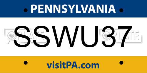 SSWU37 Pennsylvania License Plate