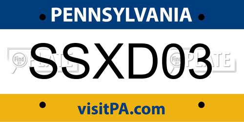 SSXD03 Pennsylvania License Plate