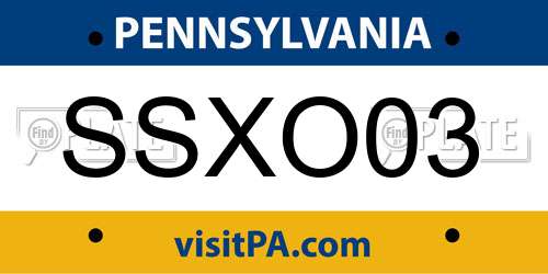 SSXO03 Pennsylvania License Plate