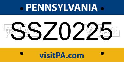 SSZ0225 Pennsylvania License Plate