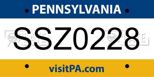 SSZ0228 Pennsylvania License Plate