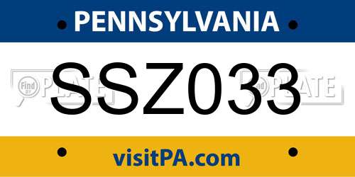 SSZ033 Pennsylvania License Plate