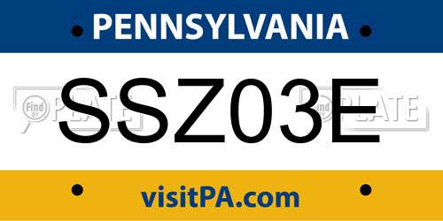 SSZ03E Pennsylvania License Plate
