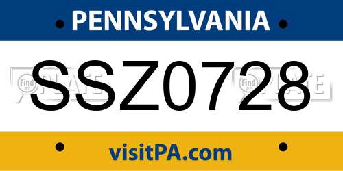 SSZ0728 Pennsylvania License Plate