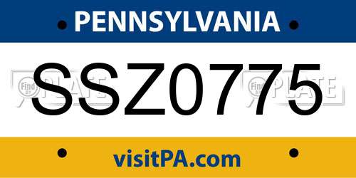 SSZ0775 Pennsylvania License Plate