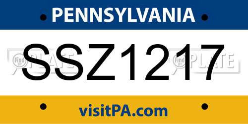 SSZ1217 Pennsylvania License Plate