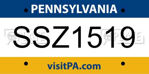 SSZ1519 Pennsylvania License Plate