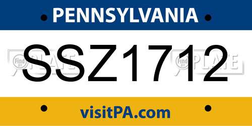 SSZ1712 Pennsylvania License Plate