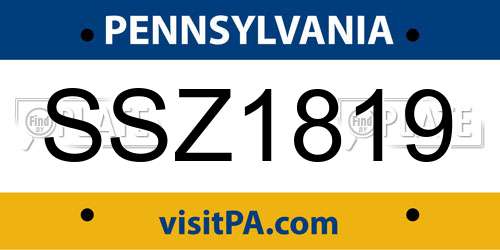 SSZ1819 Pennsylvania License Plate