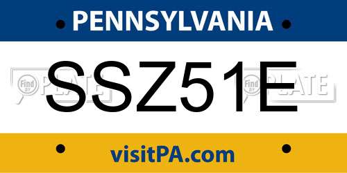 SSZ51E Pennsylvania License Plate