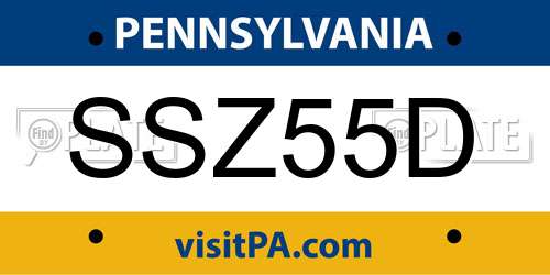 SSZ55D Pennsylvania License Plate