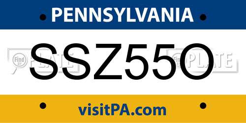 SSZ55O Pennsylvania License Plate
