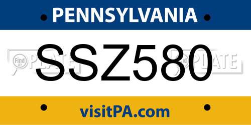 SSZ580 Pennsylvania License Plate