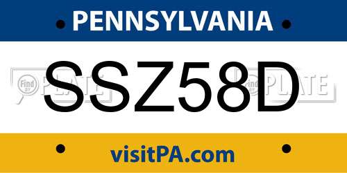 SSZ58D Pennsylvania License Plate