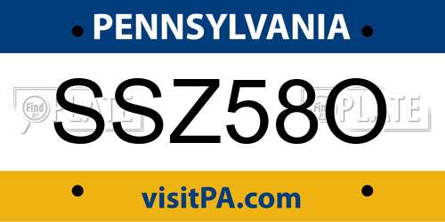 SSZ58O Pennsylvania License Plate
