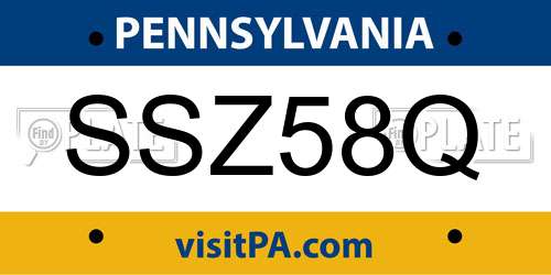 SSZ58Q Pennsylvania License Plate