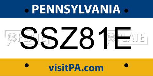 SSZ81E Pennsylvania License Plate