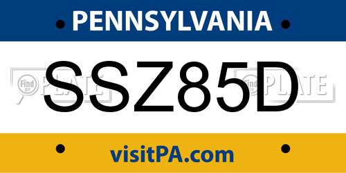 SSZ85D Pennsylvania License Plate