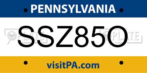 SSZ85O Pennsylvania License Plate