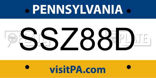 SSZ88D Pennsylvania License Plate