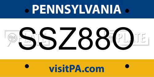 SSZ88O Pennsylvania License Plate
