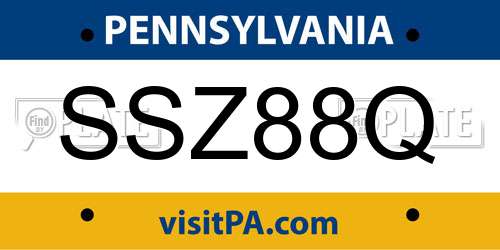 SSZ88Q Pennsylvania License Plate