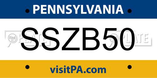 SSZB50 Pennsylvania License Plate