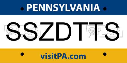 SSZDTTS Pennsylvania License Plate