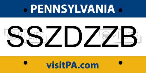 SSZDZZB Pennsylvania License Plate