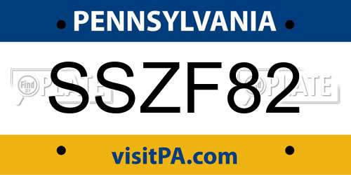 SSZF82 Pennsylvania License Plate