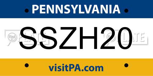 SSZH20 Pennsylvania License Plate