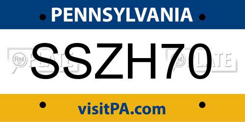 SSZH70 Pennsylvania License Plate