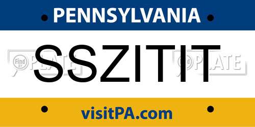 SSZITIT Pennsylvania License Plate