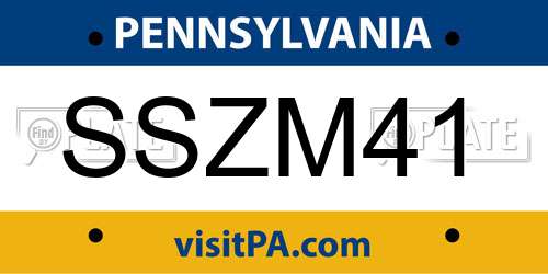 SSZM41 Pennsylvania License Plate