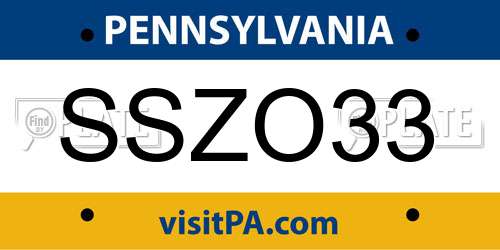 SSZO33 Pennsylvania License Plate