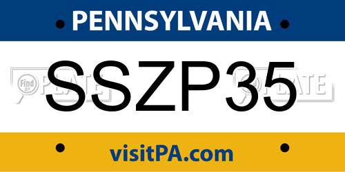 SSZP35 Pennsylvania License Plate
