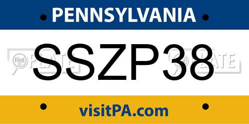 SSZP38 Pennsylvania License Plate